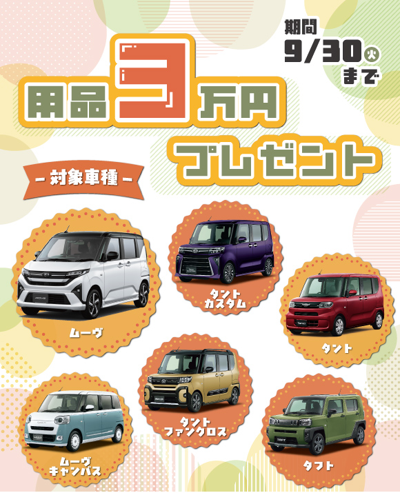 用品3万円プレゼント